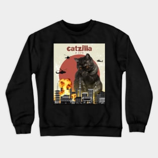 Cat Zilla Funny Black Exotic Shorthair Cat T-shirt for animal lovers Crewneck Sweatshirt